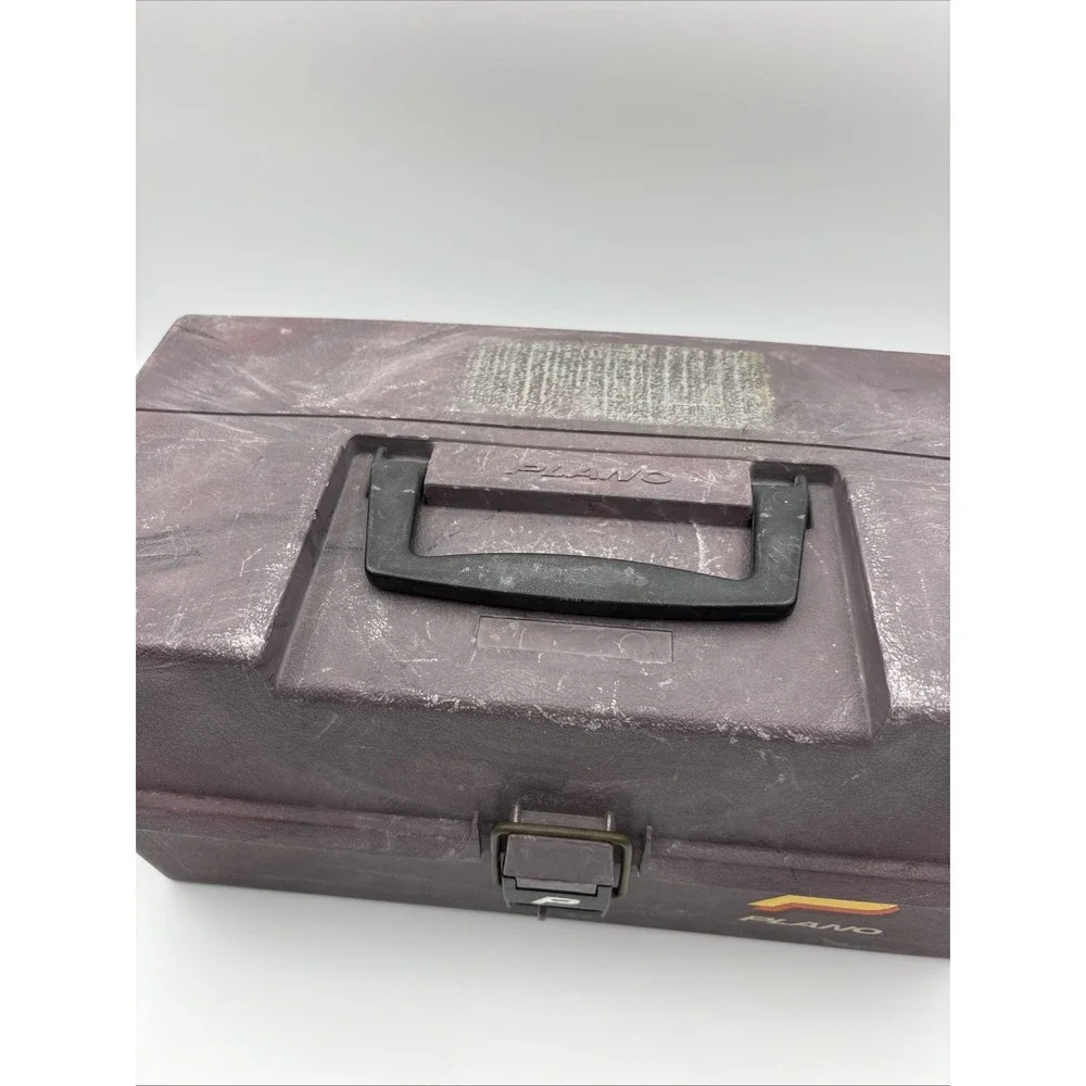 Vintage Plano Tackle Box Model 6303 3 Tier Fold Out Tray Fishing USA Brown